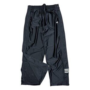 ADIDAS TEARAWAY Vintage Satin Y2K Black Snap Up Activewear Pants Mens XL